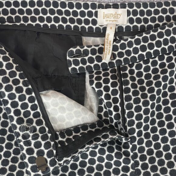 LAUNDRY Shelli Segal Bermuda Shorts Women's Size 8 Black / White Circles Stretch - Picture 6 of 16